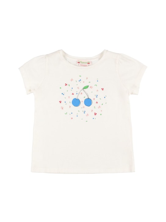 Bonpoint: 印花棉质平纹针织T恤 - 白色 - kids-girls_0 | Luisa Via Roma