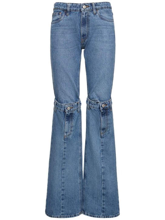 Coperni: Jeans de algodón rodilla abierta - Azul Lavado - women_0 | Luisa Via Roma
