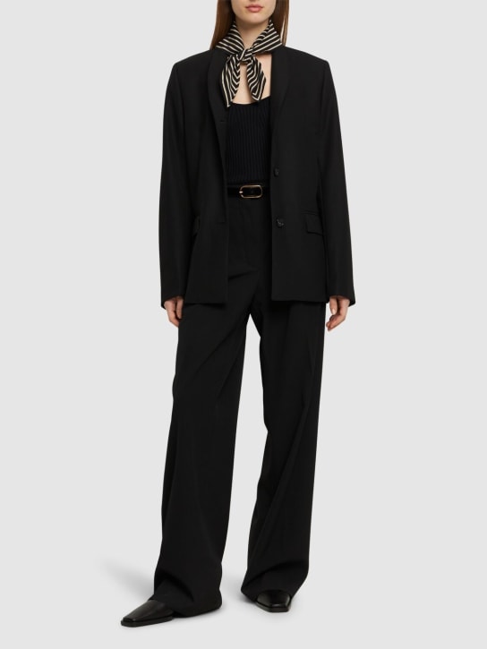 Toteme: Overlay wool blend blazer - Black - women_1 | Luisa Via Roma