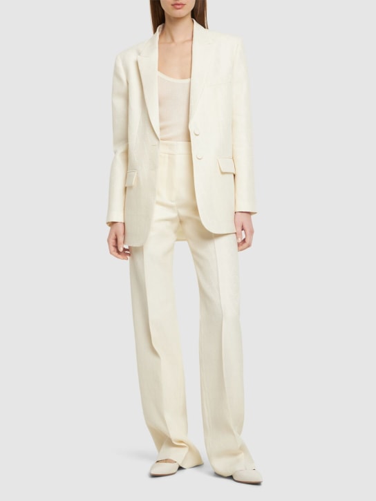 Valentino: Wool & silk crepe logo jacket - Ivory - women_1 | Luisa Via Roma
