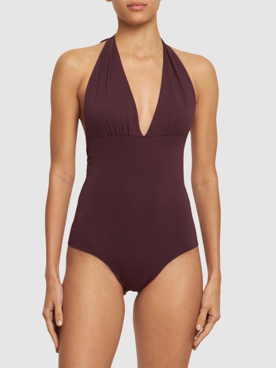 Isole & Vulcani: Seamless jersey one piece swimsuit - Koyu mor - women_1 | Luisa Via Roma