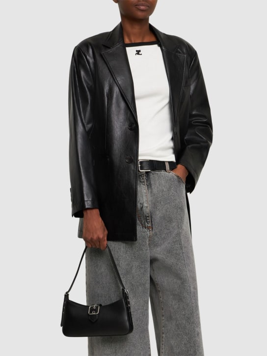 Courreges: Gogo Used leather shoulder bag - Black - women_1 | Luisa Via Roma