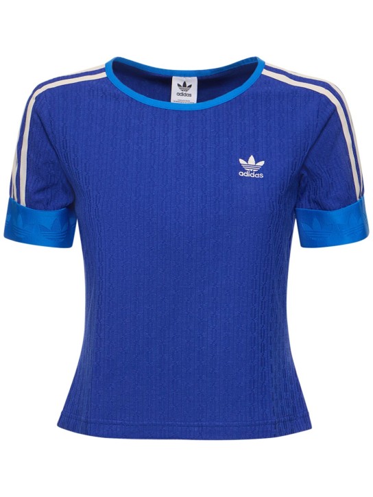 adidas Originals: T-shirt en maille - Bleu - women_0 | Luisa Via Roma
