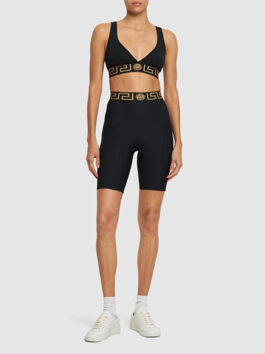 Versace: Greca Lycra bike shorts - Black - women_1 | Luisa Via Roma