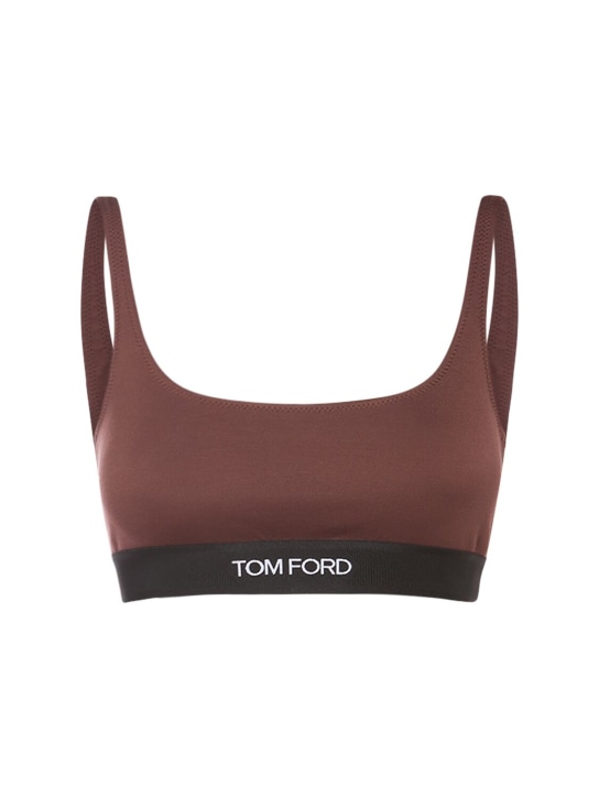 Tom Ford: Top in lycra con logo - Rosso Scuro - women_0 | Luisa Via Roma