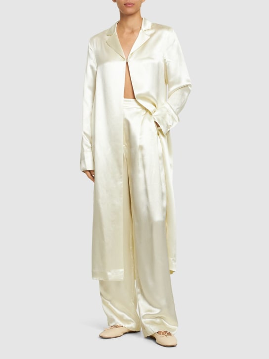 Loulou Studio: Oyat silk blend long shirt - Beyaz - women_1 | Luisa Via Roma