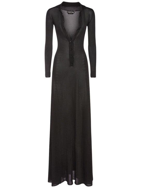 Tom Ford: Slinky viscose long dress - Black - women_0 | Luisa Via Roma
