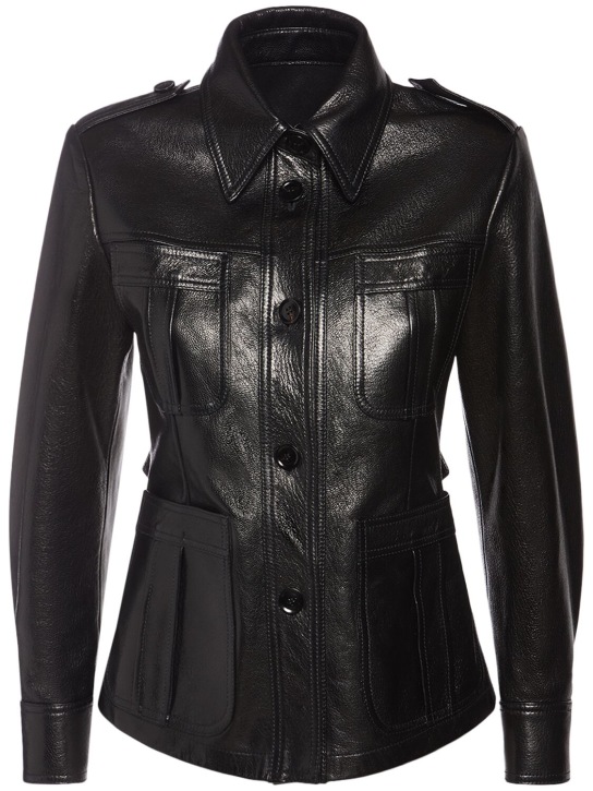 Tom Ford: Grained leather jacket - Black - women_0 | Luisa Via Roma