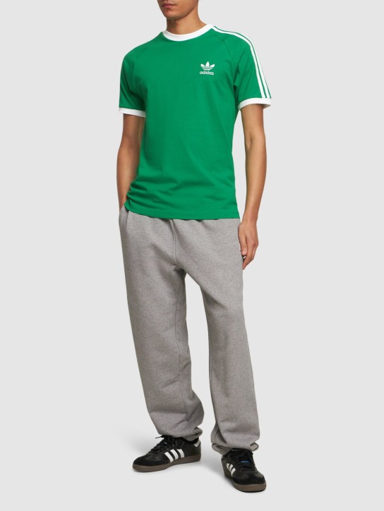 adidas Originals: 3-Stripes cotton t-shirt - Yeşil/Beyaz - men_1 | Luisa Via Roma