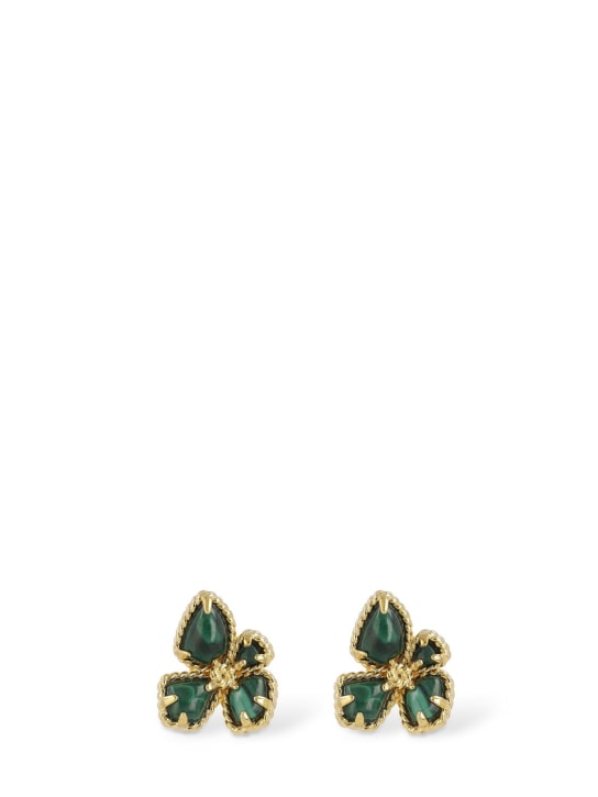 Zimmermann: Bloom stud earrings - Gold/Malachite - women_0 | Luisa Via Roma
