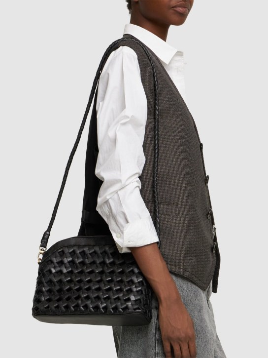 Bembien: Carmen woven leather shoulder bag - Black - women_1 | Luisa Via Roma