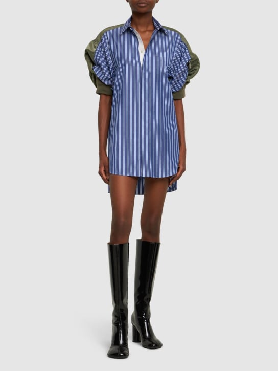 Sacai: Vestido corto de popelina de algodón y nylon - women_1 | Luisa Via Roma