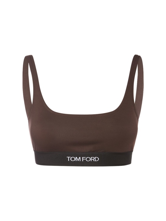 Tom Ford: Signature logo莱卡运动内衣 - 棕色 - women_0 | Luisa Via Roma