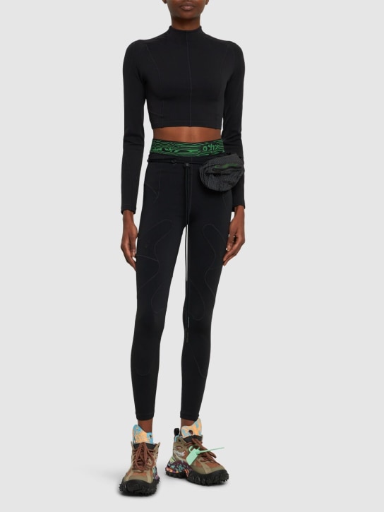 Nike: Off-White logo tech leggings - Black - women_1 | Luisa Via Roma