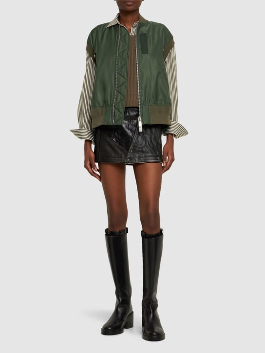 Sacai: Sleeveless nylon zip-up jacket - Khaki - women_1 | Luisa Via Roma