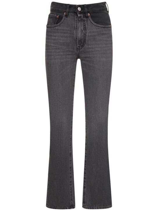 MM6 Maison Margiela: Jeans rectos de algodón con cintura alta - Gris - women_0 | Luisa Via Roma