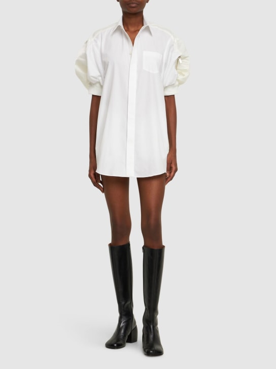 Sacai: Robe courte en sergé de nylon et popeline de coton - Blanc - women_1 | Luisa Via Roma