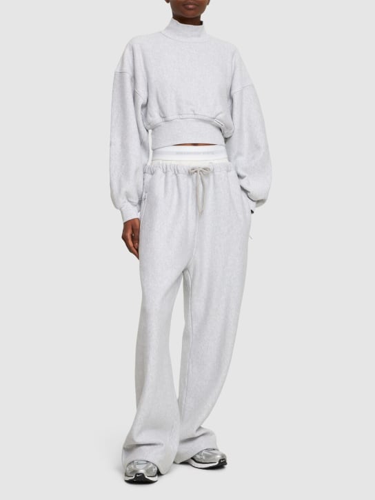 Alexander Wang: Pantalones deportivos anchos de algodón con logo - Gris - women_1 | Luisa Via Roma