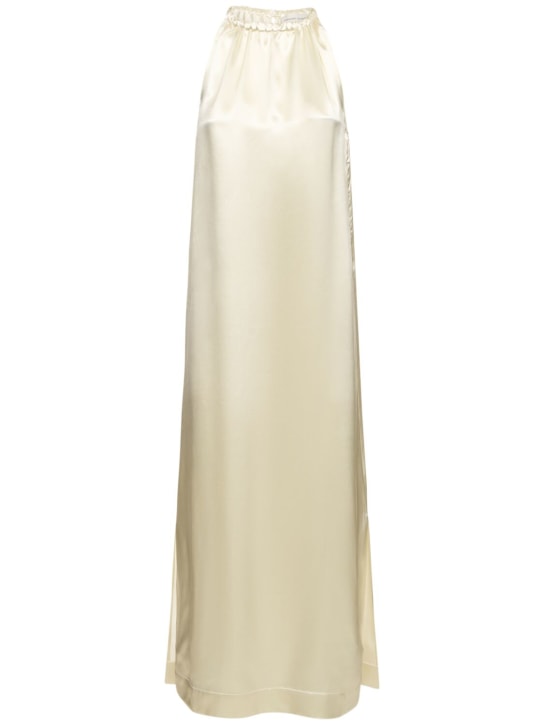 Loulou Studio: Morene silk blend halter neck long dress - Beyaz - women_0 | Luisa Via Roma