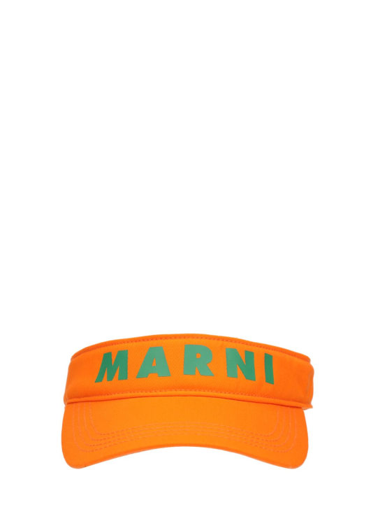 Marni Junior: 棉质华达呢遮阳帽 - 橙色 - kids-boys_0 | Luisa Via Roma