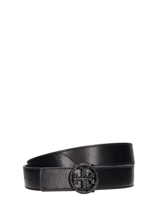 Tory Burch: Miller Crystal embellished leather belt - Perfect Black - women_0 | Luisa Via Roma