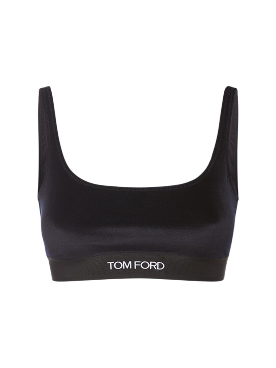 Tom Ford: Reggiseno sportivo con logo - Blu - women_0 | Luisa Via Roma