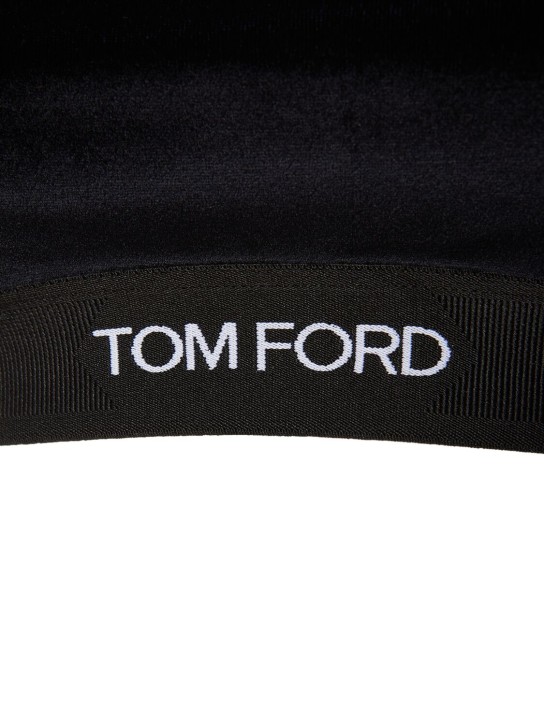 Tom Ford: 弹力天鹅绒文胸式上衣 - 蓝色 - women_1 | Luisa Via Roma