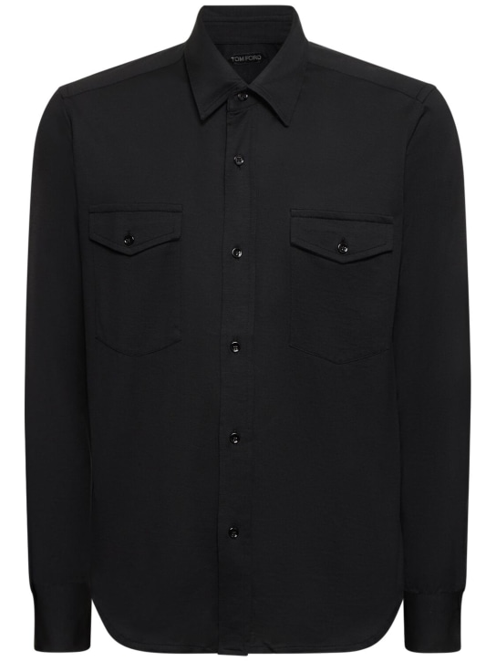 Tom Ford: Camisa de seda y algodón - Negro - men_0 | Luisa Via Roma