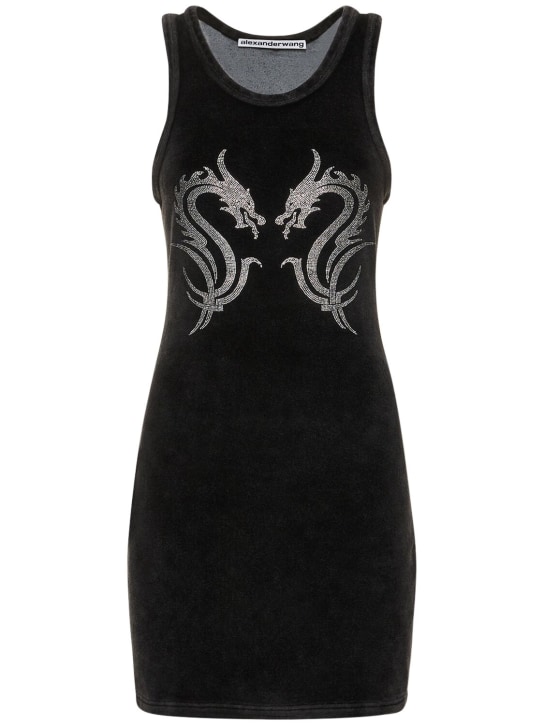 Alexander Wang: Embellished cotton blend tank mini dress - Black - women_0 | Luisa Via Roma