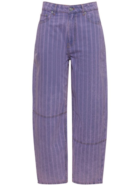 GANNI: Gestreifte Jeans aus Baumwolldenim - Mid Blue Stone - women_0 | Luisa Via Roma