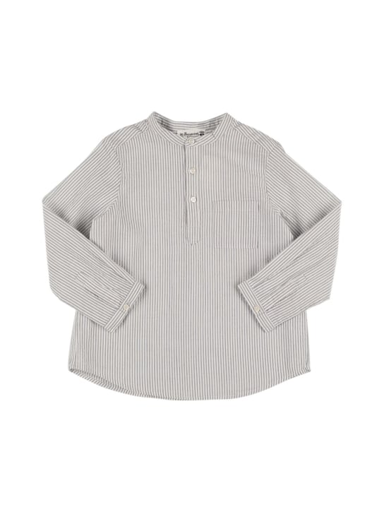 Bonpoint: Camisa de algodón - Gris/Blanco - kids-boys_0 | Luisa Via Roma