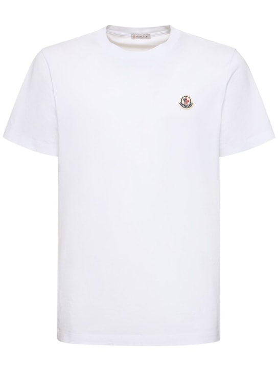 Moncler: Set de 3 camisetas de jersey de algodón con logo - men_0 | Luisa Via Roma