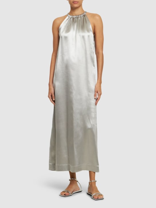 Loulou Studio: Morene silk blend halter neck long dress - Grey - women_1 | Luisa Via Roma