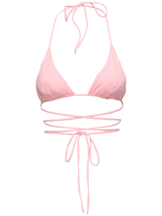 Magda Butrym: Jersey triangle bikini top w/ roses - Pink - women_1 | Luisa Via Roma