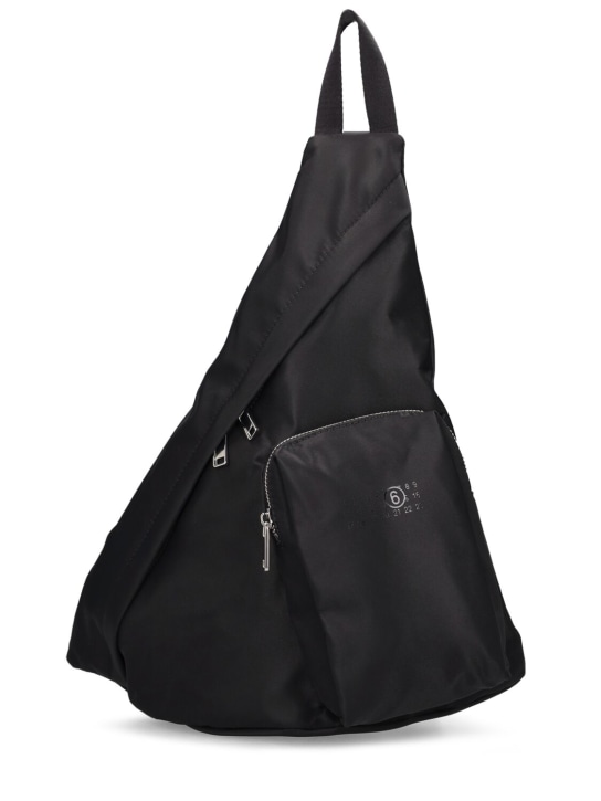 MM6 Maison Margiela: Logo nylon body backpack - Black - men_0 | Luisa Via Roma
