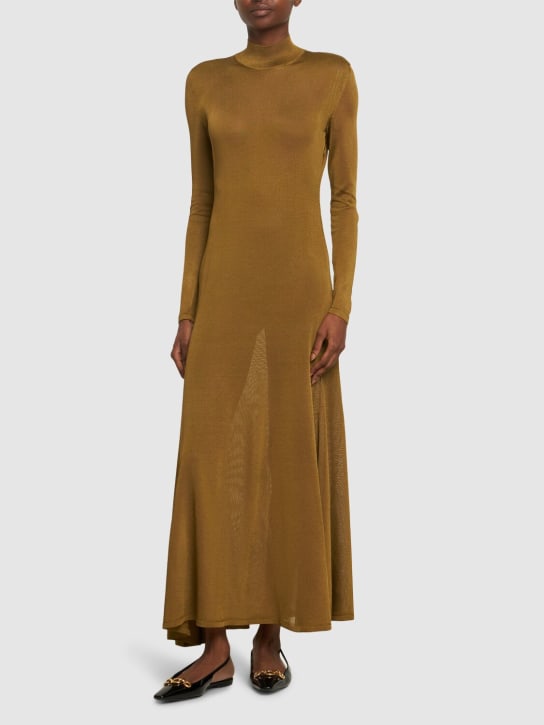 Tom Ford: Vestido maxi de jersey de viscosa - Dark Yellow - women_1 | Luisa Via Roma