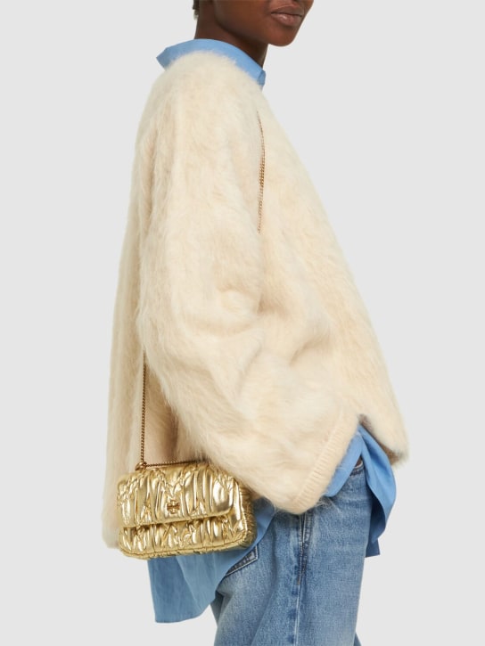 Tory Burch: Mini Kira metallic ruched leather bag - Gold - women_1 | Luisa Via Roma