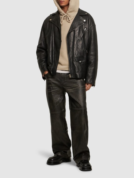 Jaded London: Ash black faux leather pants - men_1 | Luisa Via Roma