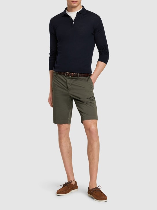 PT Torino: Stretch cotton Bermuda shorts - Olivegreen - men_1 | Luisa Via Roma