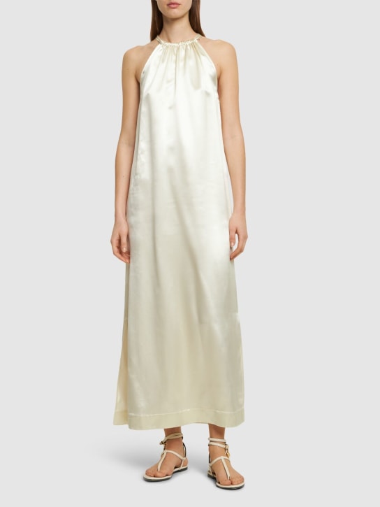 Loulou Studio: Morene silk blend halter neck long dress - White - women_1 | Luisa Via Roma