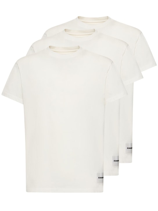 Jil Sander: Set di 3 t-shirt Plus in cotone - Bianco - men_0 | Luisa Via Roma