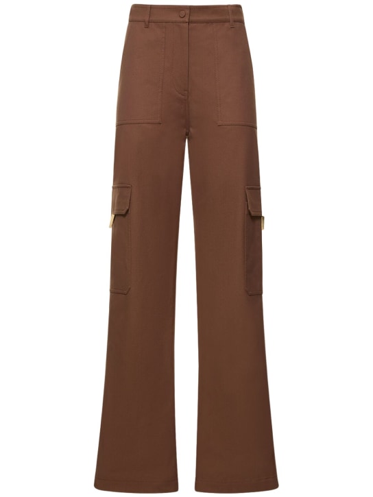 Valentino: Canvas straight high waist cargo pants - Brown - women_0 | Luisa Via Roma