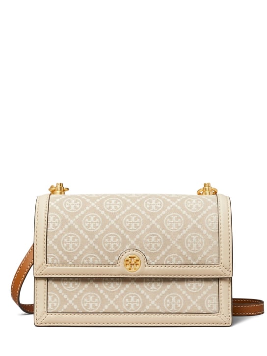 Tory Burch: Small T monogram canvas shoulder bag - women_0 | Luisa Via Roma