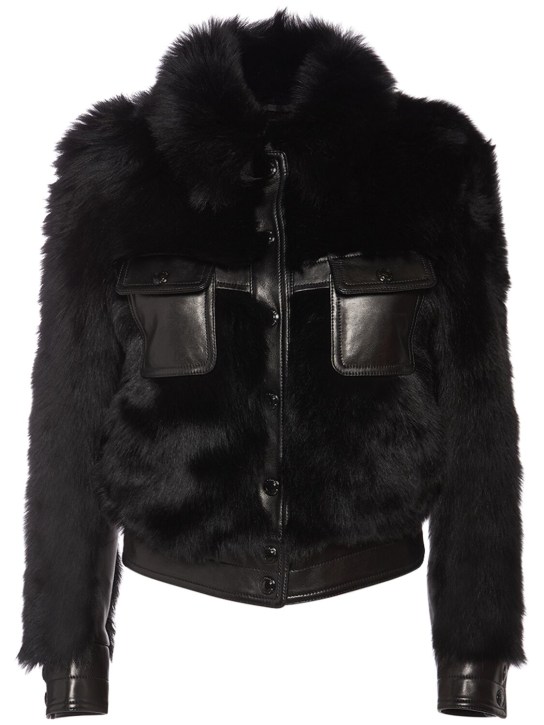 Tom Ford: Soft shearling leather jacket - Black - women_0 | Luisa Via Roma