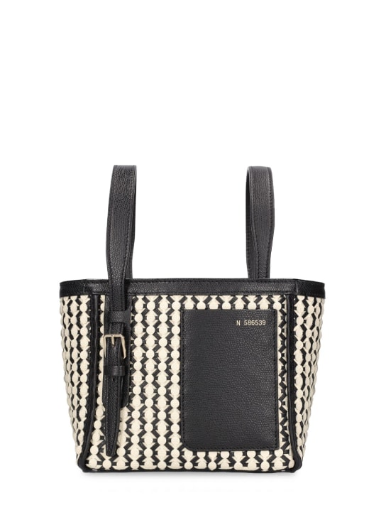 Valextra: Mini Bucket leather top handle bag - Pergamena/Nero - women_0 | Luisa Via Roma