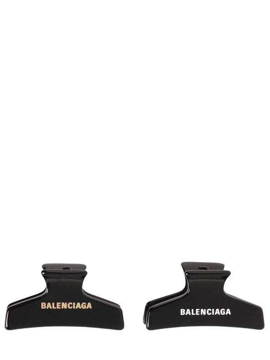 Balenciaga: Set of 2 Holli acetate hair clips - Black/White - women_0 | Luisa Via Roma