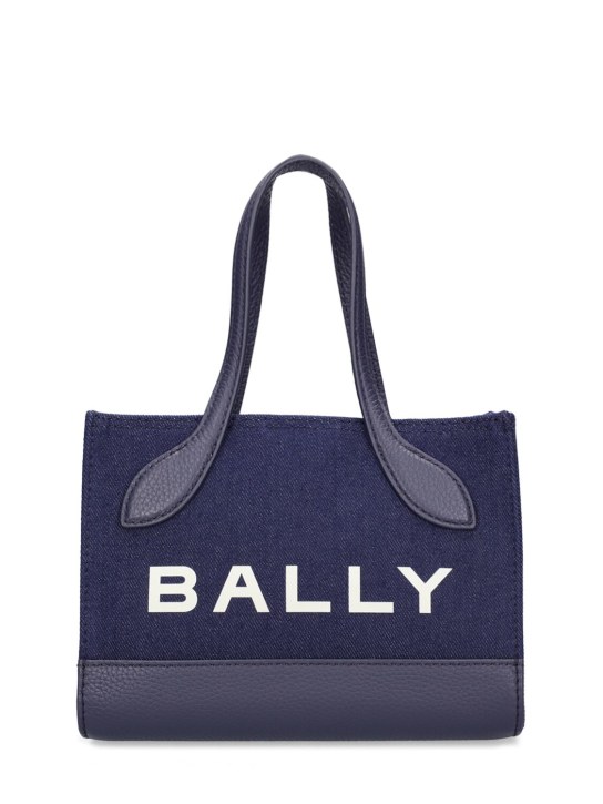 Bally: Borsa XS Bar Keep On in cotone organico - Marine Blue - women_0 | Luisa Via Roma