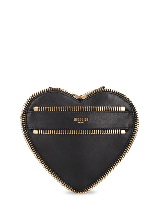 Moschino: Rider leather heart bag - Black - women_0 | Luisa Via Roma