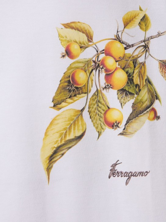 Ferragamo: 로고 프린트 티셔츠 - 화이트 - men_1 | Luisa Via Roma