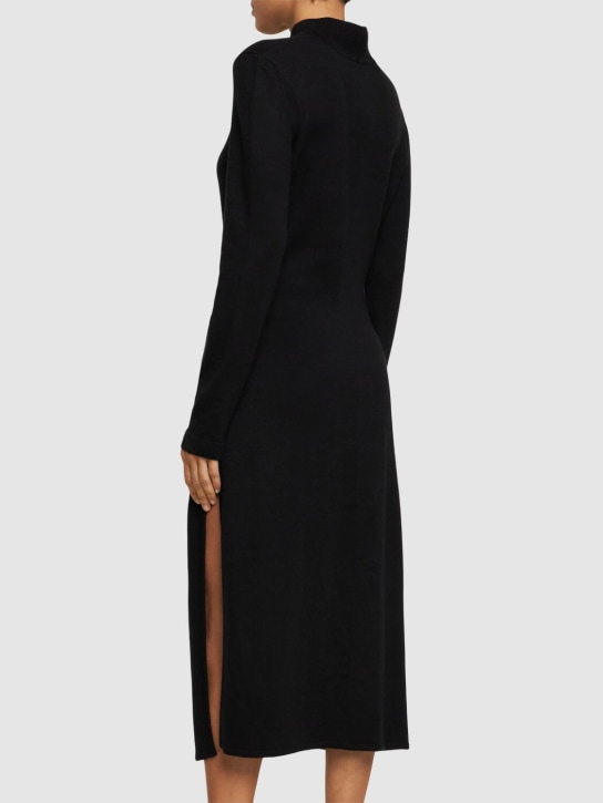 Magda Butrym: Draped wool & silk knit mini dress - Black - women_2 | Luisa Via Roma